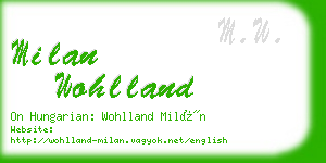 milan wohlland business card